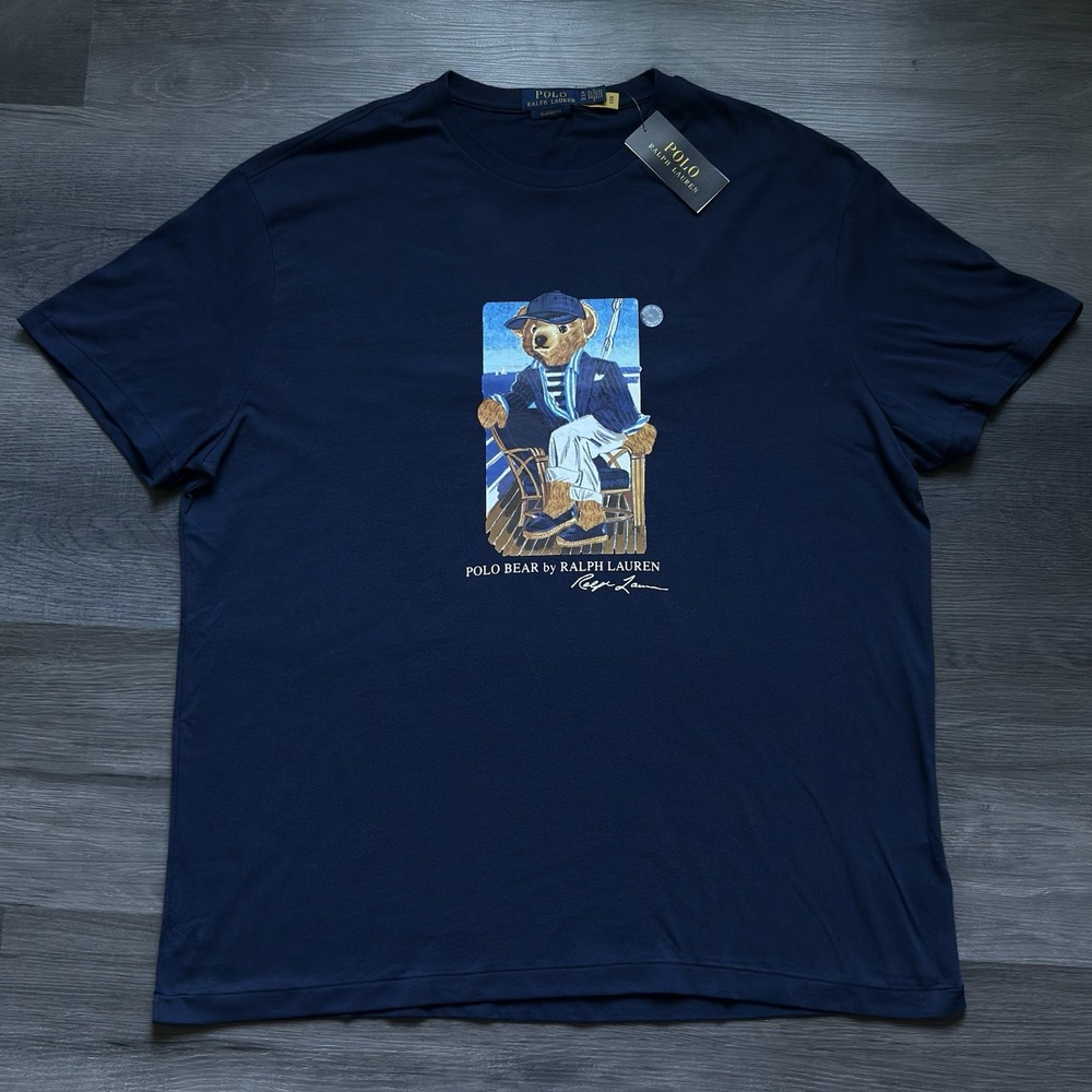 NEW Polo Ralph Lauren Polo Bear Yacht Cruise T-shirt Mens XL Navy Classic Fit